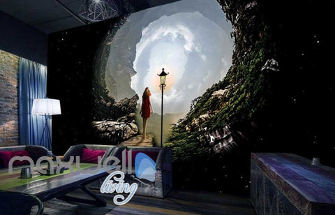 Image of Graphic Design View Girl Walking Into Woods Dream Art Wall Murals Wallpaper Decals Prints Decor IDCWP-JB-000848
