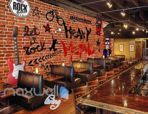 Brick Wall With Heavy Metal Symbols Art Wall Murals Wallpaper Decals Prints Decor IDCWP-JB-000855