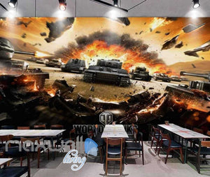 3D Braking Through Tanks War Art Wall Murals Wallpaper Decals Prints Decor IDCWP-JB-000856