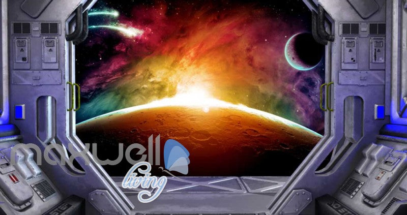 View Of Space From Spaceship Art Wall Murals Wallpaper Decals Prints Decor IDCWP-JB-000864