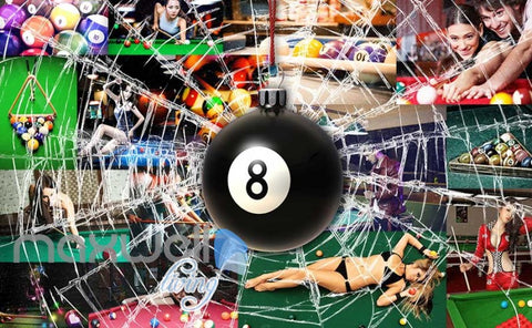 Image of Pool Ball Breaking Glass Collague Poster Pool Art Wall Murals Wallpaper Decals Prints Decor IDCWP-JB-000869