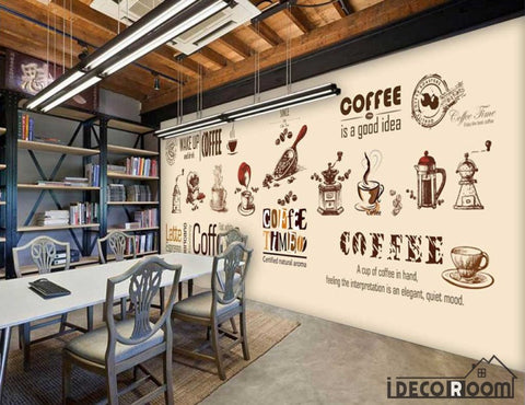 Image of Graphic Design Coffe Theme Coffee Shop Art Wall Murals Wallpaper Decals Prints Decor IDCWP-JB-000880
