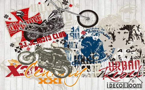 Image of Graphic Design Motorbike Collage Art Wall Murals Wallpaper Decals Prints Decor IDCWP-JB-000890