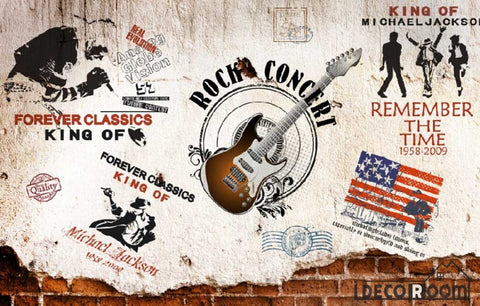 Image of Rock Guitar Collage Wall Living Room Art Wall Murals Wallpaper Decals Prints Decor IDCWP-JB-000913
