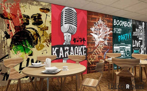 Poster Collage Karaoke On Wall Restaurant Coffee Shop Art Wall Murals Wallpaper Decals Prints Decor IDCWP-JB-000916