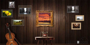 Wooden Wall 3D Frames Cello Living Room Art Wall Murals Wallpaper Decals Prints Decor IDCWP-JB-000923