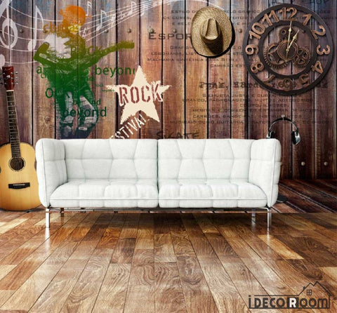 Image of Wooden Rustic Wall Rock Design Living Room Art Wall Murals Wallpaper Decals Prints Decor IDCWP-JB-000928