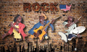 Red Brick Wall 3D Drawing Rock Band Usa Living Room Art Wall Murals Wallpaper Decals Prints Decor IDCWP-JB-000937