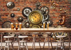 Brick Wall 3D Gear Restaurant Art Wall Murals Wallpaper Decals Prints Decor IDCWP-JB-000956