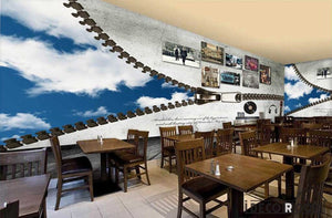 Graphic Design Zipper Half Blue Sky 3D Picture Frames Living Room Restaurant Art Wall Murals Wallpaper Decals Prints Decor IDCWP-JB-000958