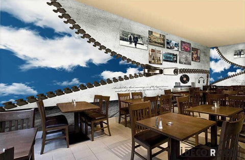 Image of Graphic Design Zipper Half Blue Sky 3D Picture Frames Living Room Restaurant Art Wall Murals Wallpaper Decals Prints Decor IDCWP-JB-000958
