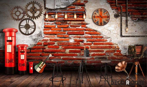 Image of Old Brick Wall Gear London Red Post Restaurant Art Wall Murals Wallpaper Decals Prints Decor IDCWP-JB-000959