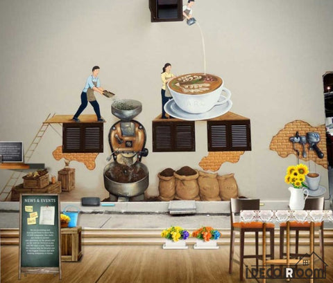 Image of Graphic Design Coffee Factory Living Room Coffee Shop Art Wall Murals Wallpaper Decals Prints Decor IDCWP-JB-000961