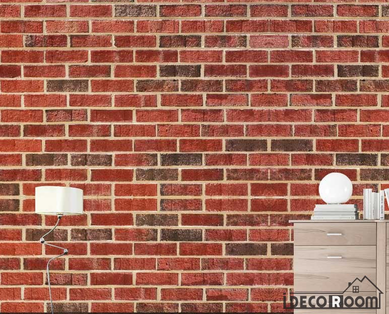 Red Brick Wall Pattern Living Room Art Wall Murals Wallpaper Decals Prints Decor IDCWP-JB-000965
