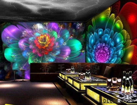 Image of Graphic Design Colorful Drawing Flower Ktv Club Art Wall Murals Wallpaper Decals Prints Decor IDCWP-JB-000974