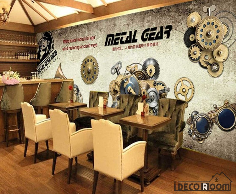Metal Gear Wall Restaurant Art Wall Murals Wallpaper Decals Prints Decor IDCWP-JB-000976
