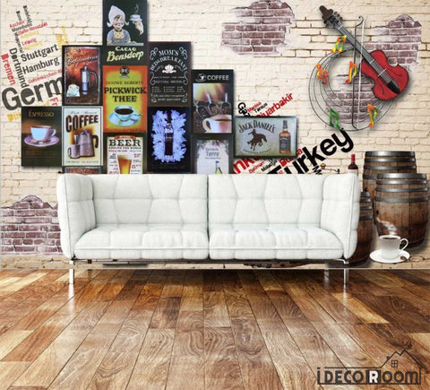 Image of White Wall 3D Poster Coffee Living Room Art Wall Murals Wallpaper Decals Prints Decor IDCWP-JB-000980