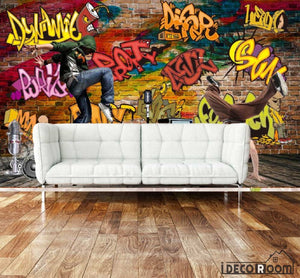 3D Graffiti Signatures People Dancing Living Room Art Wall Murals Wallpaper Decals Prints Decor IDCWP-JB-000982