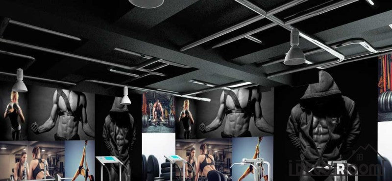 Collage Fitness Woman Doing Excercise Fitness Club Art Wall Murals Wallpaper Decals Prints Decor IDCWP-JB-000987