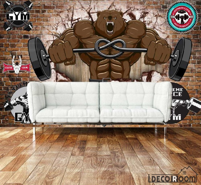 Cartoon Strong Bear Weight Living Room Art Wall Murals Wallpaper Decals Prints Decor IDCWP-JB-000989