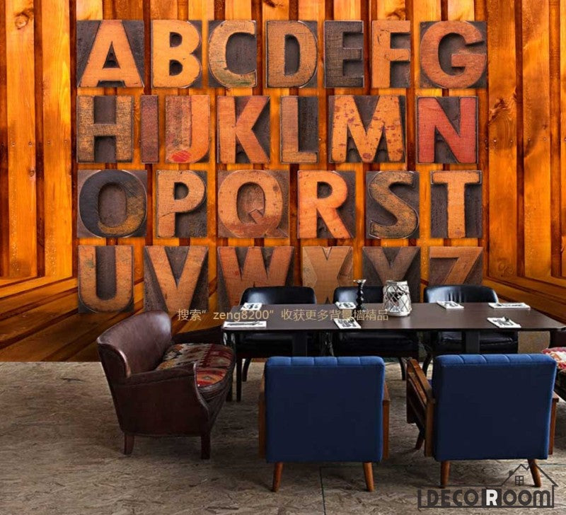 3D Typographic Letters On Wall Living Room Art Wall Murals Wallpaper Decals Prints Decor IDCWP-JB-000993