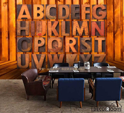 Image of 3D Typographic Letters On Wall Living Room Art Wall Murals Wallpaper Decals Prints Decor IDCWP-JB-000993