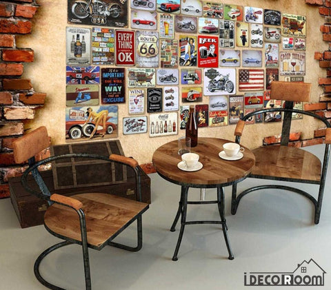 Image of 3D Vintage Posters On Wall Restaurant Coffee Shop Art Wall Murals Wallpaper Decals Prints Decor IDCWP-JB-001001