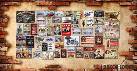Image of 3D Vintage Posters On Wall Restaurant Coffee Shop Art Wall Murals Wallpaper Decals Prints Decor IDCWP-JB-001001