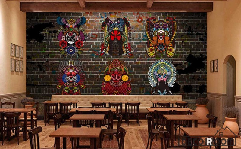 Animal Mandala Colorful Designs Black Wall Restaurant Art Wall Murals Wallpaper Decals Prints Decor IDCWP-JB-001004