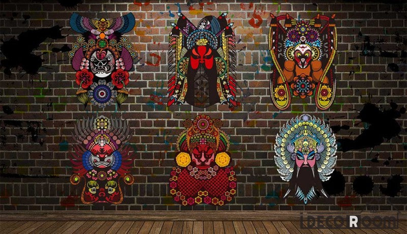 Animal Mandala Colorful Designs Black Wall Restaurant Art Wall Murals Wallpaper Decals Prints Decor IDCWP-JB-001004