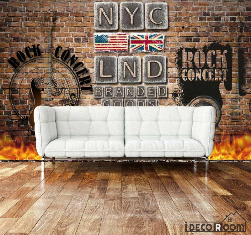 Metal Typographic Lnd Nyc Letters On Wall Living Room Art Wall Murals Wallpaper Decals Prints Decor IDCWP-JB-001005