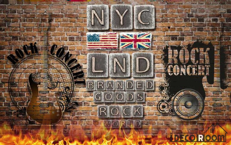Metal Typographic Lnd Nyc Letters On Wall Living Room Art Wall Murals Wallpaper Decals Prints Decor IDCWP-JB-001005