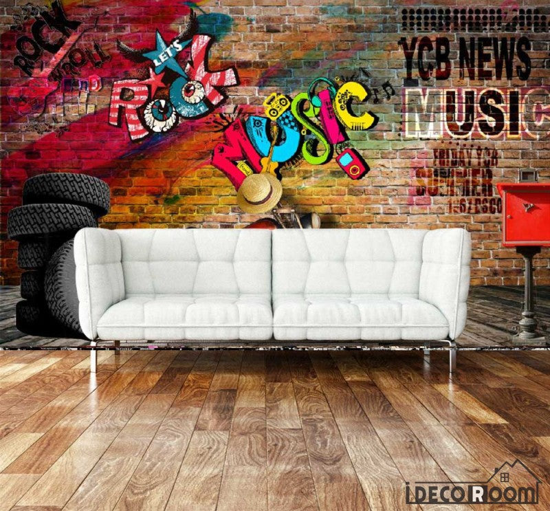 3D Graffiti Rock Music Living Room Art Wall Murals Wallpaper Decals Prints Decor IDCWP-JB-001006