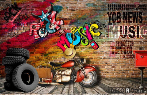 Image of 3D Graffiti Rock Music Living Room Art Wall Murals Wallpaper Decals Prints Decor IDCWP-JB-001006