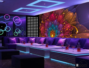 Graphic Design Psychedelic Flower Ktv Club Art Wall Murals Wallpaper Decals Prints Decor IDCWP-JB-001014