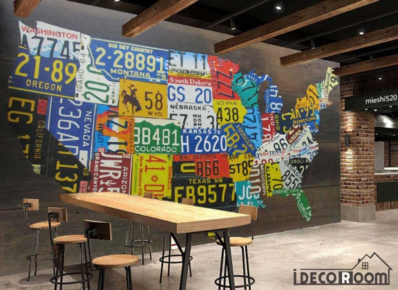 Collage Target Plates Usa Map Restaurant Art Wall Murals Wallpaper Decals Prints Decor IDCWP-JB-001089