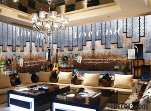 Rectangular Metal Pieces On Wall Love Music Restaurant Art Wall Murals Wallpaper Decals Prints Decor IDCWP-JB-001130