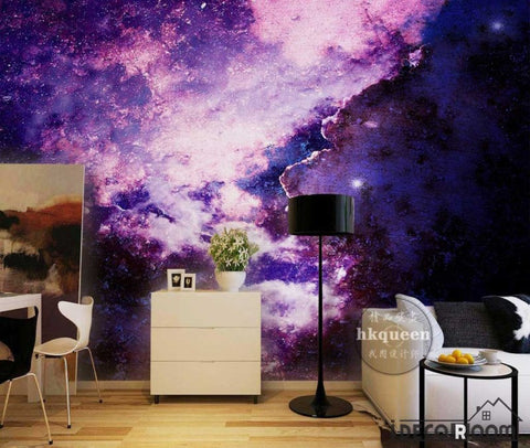 Image of Graphic Design Purple Space Living Room Art Wall Murals Wallpaper Decals Prints Decor IDCWP-JB-001147