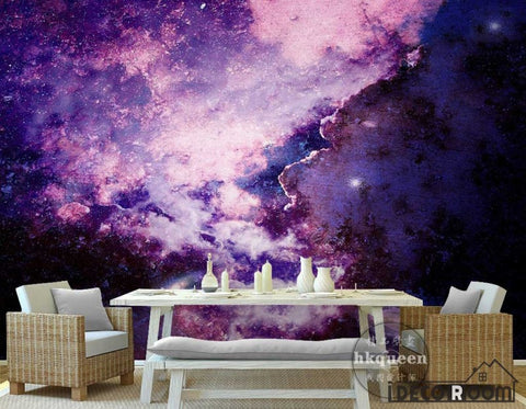 Image of Graphic Design Purple Space Living Room Art Wall Murals Wallpaper Decals Prints Decor IDCWP-JB-001147