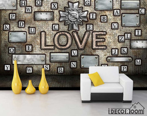 Image of Typographic Letters Love Living Room Restaurant Art Wall Murals Wallpaper Decals Prints Decor IDCWP-JB-001155