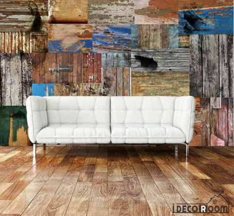 Image of Collage Wooden Walls Living Room Art Wall Murals Wallpaper Decals Prints Decor IDCWP-JB-001157