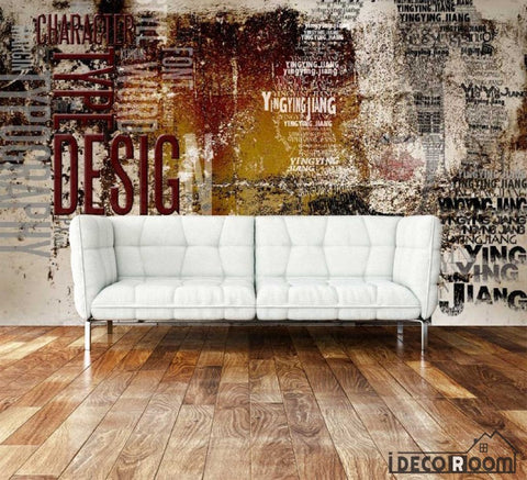 Image of Graphic Design Collage Letters Living Room Art Wall Murals Wallpaper Decals Prints Decor IDCWP-JB-001161
