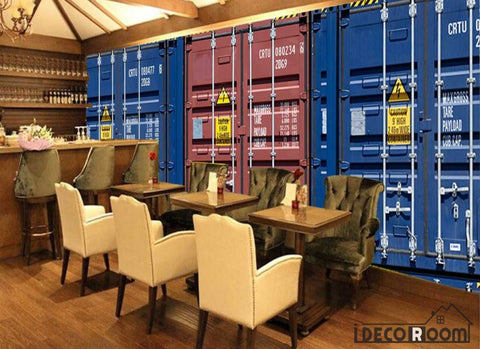 Image of 3D Container Doors Restaurant Art Wall Murals Wallpaper Decals Prints Decor IDCWP-JB-001163