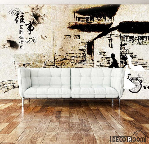 Image of Drawing Old City China Living Room Art Wall Murals Wallpaper Decals Prints Decor IDCWP-JB-001172