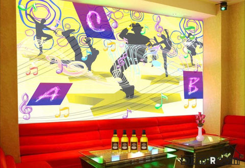 Image of Graphic Design Colorful Drawing Silhouette People Dancing Ktv Club Art Wall Murals Wallpaper Decals Prints Decor IDCWP-JB-001181