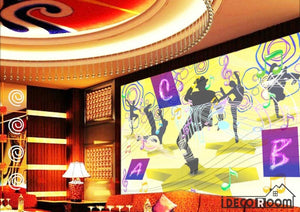 Graphic Design Colorful Drawing Silhouette People Dancing Ktv Club Art Wall Murals Wallpaper Decals Prints Decor IDCWP-JB-001181