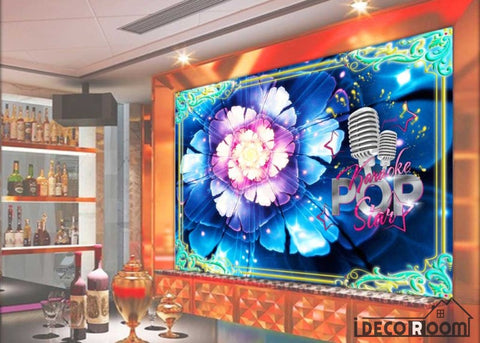 Image of Graphic Design Colorful Flower Restaurant Art Wall Murals Wallpaper Decals Prints Decor IDCWP-JB-001191