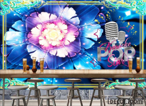 Image of Graphic Design Colorful Flower Restaurant Art Wall Murals Wallpaper Decals Prints Decor IDCWP-JB-001191
