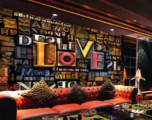 Colorful Typographic Love Letters Ktv Club Restaurant Art Wall Murals Wallpaper Decals Prints Decor IDCWP-JB-001243