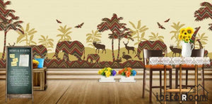 Vintage Graphic Design African Animals Restaurant Art Wall Murals Wallpaper Decals Prints Decor IDCWP-JB-001248